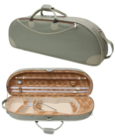 WUQIMUSC Violinenkoffer 4/4 Full Size Nylon Oxford Leichte Box Verstellbare Schultergurte Reise Violinenkoffer Tasche (Erbsengrün)