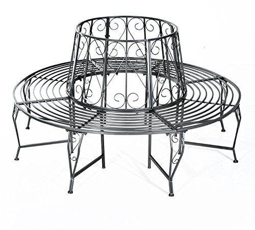 Outsunny Baumbank Rundbank 360° Gartenbank Sitzbank Baum Bank Metall ∅160cm