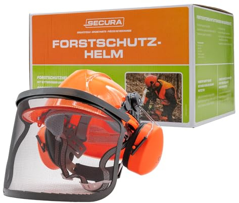 SECURA Premium Forsthelm mit Visier und Gehörschutz | Schutzhelm Kettensäge | Forstschutzhelm Sicherheitshelm EN 397