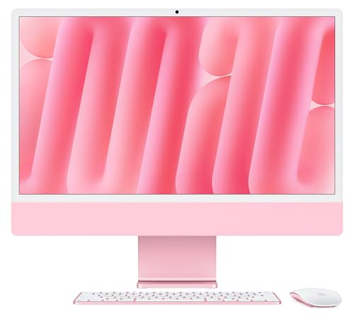 Apple iMac All-in-One Desktop-Computer mit M4 Chip mit 10 Core CPU und 10 GPU: 24 Retina Display 16 GB gemeinsamer Arbeitsspeicher 512 GB SSD Speicher passendes Zubehör Rosé