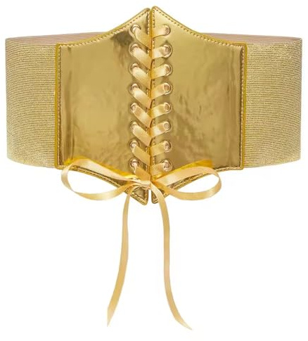 JDGFH Goldener Gürtel Damen Korsett Gürtels Elastischer Korsett Gürtels PU Kunstleder- Gürtel Damen Gold - für Kleid Shirt Cosplay Kostüms(Geeignet für Größen bis einschließlich 40) 