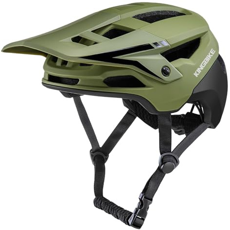 Fahrradhelm Mountainbike Helm Visier Abnehmbar MTB Helme für Herren Damen Erwachsene Jugend (Olivgrün, M(54-58CM))