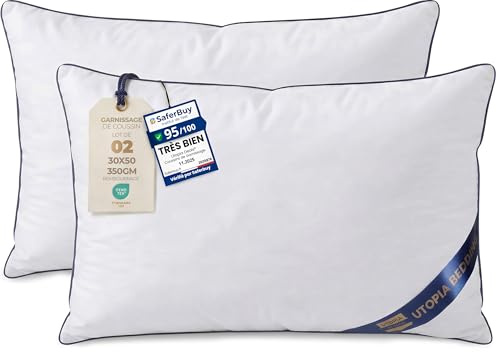 Utopia Bedding 2er Set Kissen 30x50 cm, Kissenfüllung für Bett und als Dekokissen, Sofakissen, Zierkissen für Couch (Weiß)
