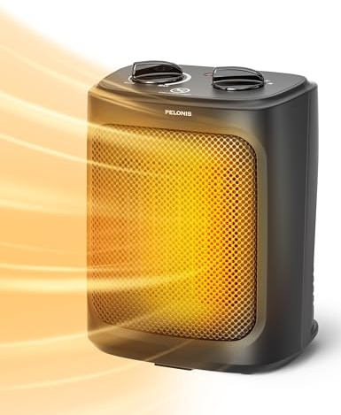 PELONIS Mini Elektrischer Heizlüfter 2000W mit zwei Heizstufen und Lüfter, Keramik-Tischheizung für Badezimmer, Schlafzimmer, Tischheizung mit Temperaturregelung