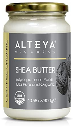 Alteya Organic Bio Sheabutter 300 g – USDA Organic Zertifiziert 100% Rein Vegan – alle Hauttypen, Natürliche Körperbutter - Gesicht, Lippen, Haare - Pflegt, Schützt, Befeuchtet