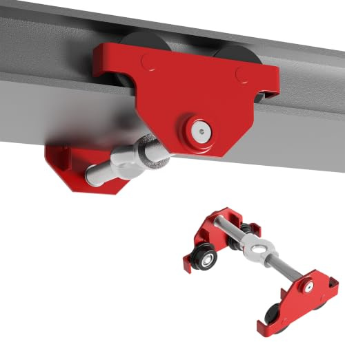 Wiltec Laufkatze bis 2000 kg, 55-205 mm Flanschbreite, Handfahrwerk für Kran, Rollfahrwerk stufenlos justierbar