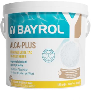 BAYROL Alca-Plus 5 kg Alka Plus Pool Granulat mit Dosierbecher | Erhöht TA und stabilisiert pH-Wert, Dosierbecher inklusive, 180g / 10 m³ erhöht TA um 10 mg/L, Idealwert über 80 mg/L