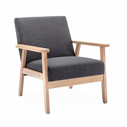 Alice's Home - Skandinavischer Sessel aus Holz und Stoff, Dunkelgrau, Isak, B 64 x T 69,5 x H 73cm
