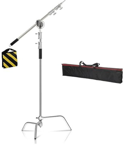 JCQXJJLWN 106 cm–249 cm Edelstahl-Querlenkerstange mit Gewichtstasche, Zubehör, Verlängerungsstange, Fotostudio-Set, Lichtstativ(2.6M with crossbar)