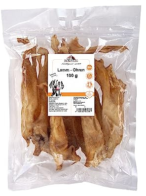 TACKENBERG Lammohren für Hunde - leckerer natürlicher Kausnack in Premiumqualität - schonend getrocknet - reines Naturprodukt zur Belohnung, als Snack oder Leckerli, 250 g