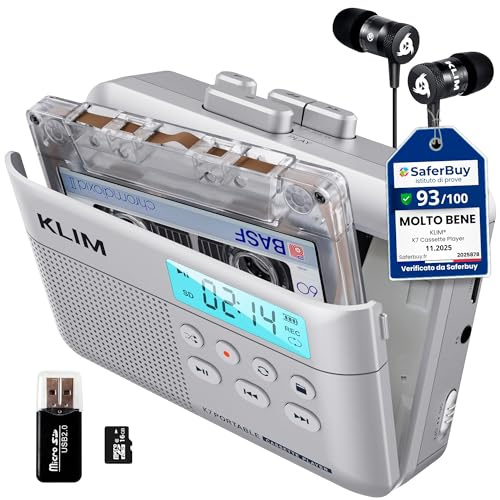 Kassettenspieler - Kassettenrekorder - Cassette Player - Kassetten Digitalisieren - Tragbarer Kassettenrekorder - Mikrofon & Lautsprecher - Wiederaufladbarer Akku - In-Ear-Kopfhörer - 16GB SD-Karte