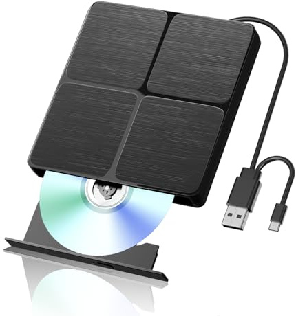 Alphami Externes Blu-Ray-Laufwerk, USB 3.0 & Typ C Bluray-Brenner, externes Blueray/DVD-Laufwerk für PC, externes CD-DVD-Blu-Ray-Player, kompatibel mit Windows XP/7/8/10/11, Linux, Mac OS