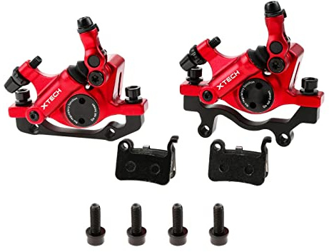 Mgoodoo Fahrradbremse MTB Hydraulische Scheibenbremse Set, Fahrrad Scheibenbremse Sets vorne und hinten Line Pulling Hydraulische Scheibenbremse, Rot,Scheiben 160mm,Hydraulische Scheibenbremse Fahrrad