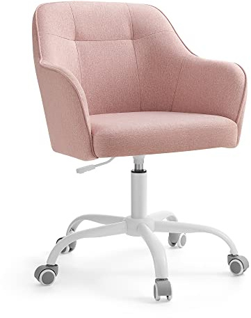 SONGMICS Homeoffice Stuhl, Drehstuhl, Schreibtischstuhl, höhenverstellbar, bis 110 kg belastbar, atmungsaktiver Stoff, für Arbeitszimmer, Schlafzimmer, rosa OBG019P01