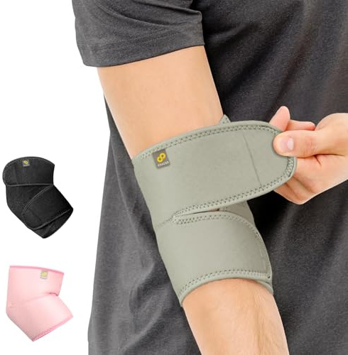 Bracoo Ellenbogenbandage, Ellenbogen Bandage Herren Damen, Atmungsaktive Neopren Armbandage für Sport, Tennisarm, Sehnenentzündung, Gelenkschmerzen, Rechts & Links, ES10, Grau, 1 Stück
