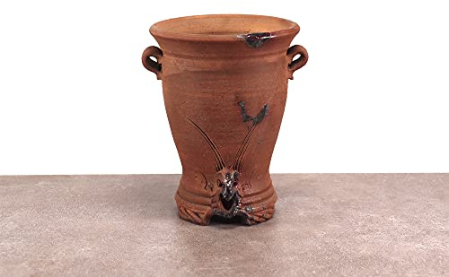 Palatina Werkstatt hoher Pflanzpokal Amphore aus Terracotta | handgefertigtes Pflanzgefäß Blumentopf Vase Balkon Garten Terrasse (Groß)