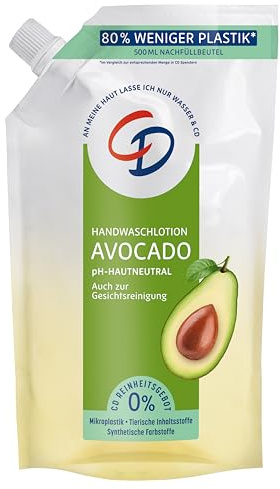 CD Avocado Waschlotion im Nachfüllbeutel 500ml | Pflegende Lotion für eine feuchtigkeitsspendende Reinigung | Vegan und seifenfrei | 500 ml