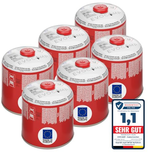6x Butangas Kartuschen 500g, Schraubkartusche mit Butan/ Propan Gas 899 ml, Gaskartusche EN417, Ventilkartusche mit Schraubverschluss, Gas Kartusche mit Camping Gas, Gaskartuschen Schraubventil