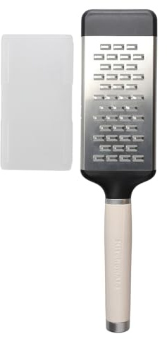 KitchenAid Käsereibe, 2-seitige Reibe aus geätztem Edelstahl mit mittelfeinen Reibelöchern – Almond Creme