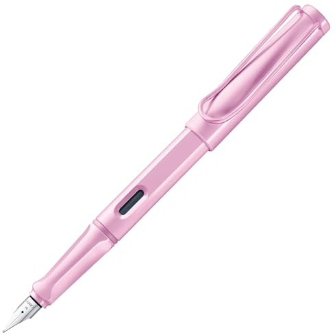 Lamy safari lightrose Füller - Füllhalter mit ergonomischem Griff & polierter Stahlfeder in Strichbreite M – robuster ASA-Kunststoff - inkl. Tintenpatrone T 10 blau - Rechtshänder