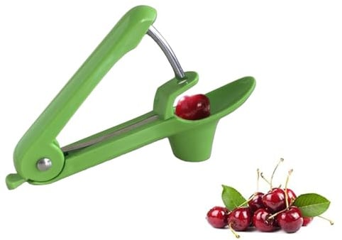 Kirschentkerner Entkerner,Edelstahl Kirschen Kirschentsteiner Entferner | Tragbarer Cherry Corer Pflückhilfe Kirschkernentferner Entkerne Pit Remover Tool für Obst Pflaumen Oliven Cherries(grün)