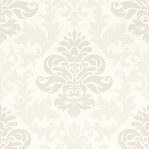 Rasch Tapete 278514 - Creme-weiße Tapete mit geschwungenen Ornamenten im Barock-Stil - 10,05m x 0,53m (LxB)