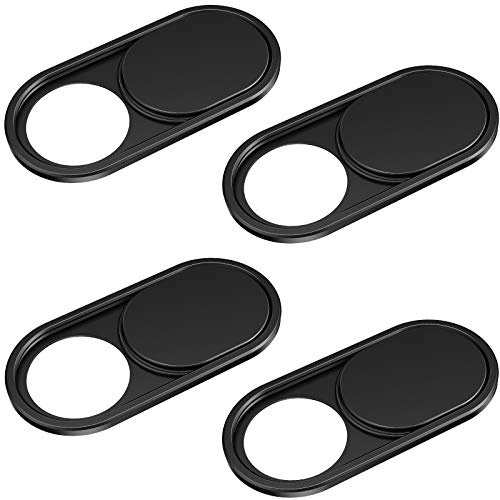 CloudValley Metall Webcam Abdeckung, 0.6mm Ultra-Dünn Metall Slider Kamera Cover Zubehör für Laptop, MacBook Pro*, MacBook Air, iPad Air, Handy, Tablet, Mac, PC, 4Pcs Schwarz