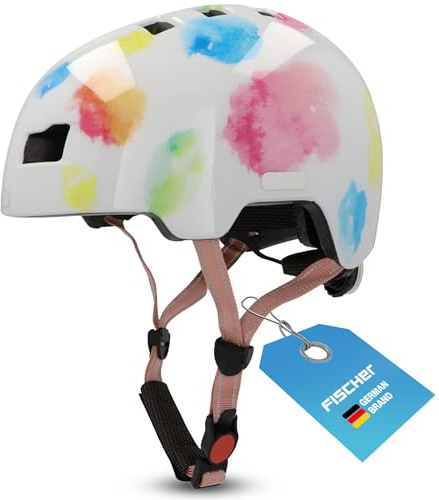 Fischer BMX Kinder-Helm, Fahrradhelm, Radhelm, Dirt Bike Helm Plus mit integriertem LED-Rücklicht