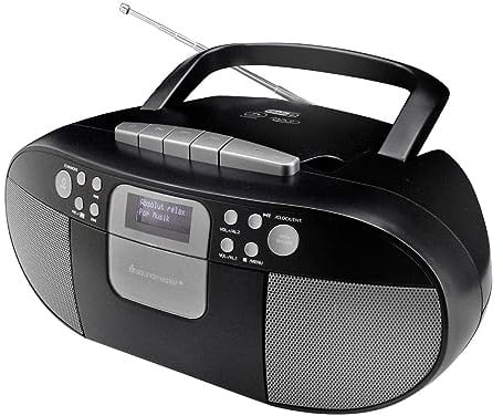 Soundmaster SCD7800SW tragbares Digitalradio CD-Player Kassettenrecorder Hörbuchfunktion DAB+ UKW-Radio USB-Anschluss Kopfhöreranschluss
