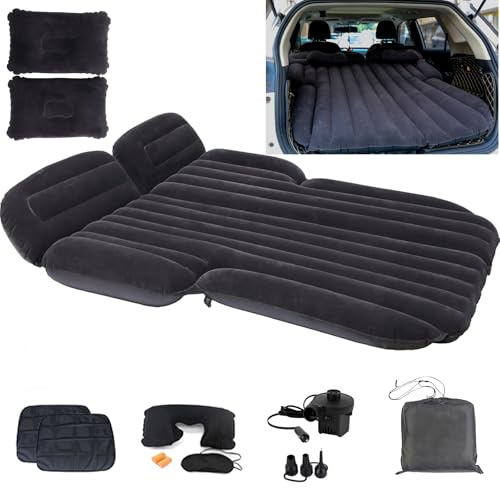 Icelus Auto Matratze SUV Luftmatratze with Luftpumpe 195 * 130 * 15 cm Aufblasbare Camping Kombi Luftbett für Auto Rücksitz Dickere Kofferraum Matratze Bett für Camping Outdoor Traveling