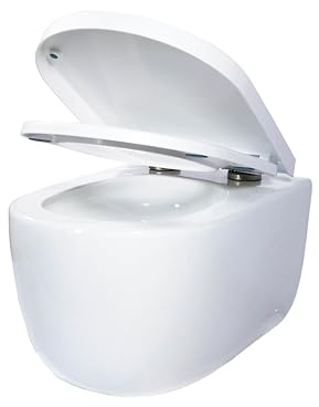 Spülrandloses Hänge-WC, Wand-WC Tiefspüler 53 cm aus Keramik, 360° Tornado-Spülung, inkl. Softclose-Sitz mit Absenkautomatik, Nano-Beschichtung, Schallschutz, Komplettset, Weiß, geprüft nach EN 997