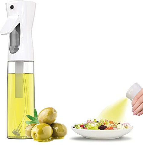 ActivoTex Ölsprüher Ölspray für die Küche öl Spray 300 ml öl Sprüher Salat Öilspender Kochspray Airfryer Sprühflasche für Öl, Weiß