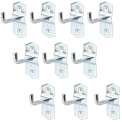 KQDRAVINE 10 Stück Lochwand Haken, Supermarkt Regal Haken, Metall Werkzeughalter, Heavy Duty Quadrat Lochblech Werkzeugwand Organizer für Garagen Regale Werkstätten Einzelhandel, 50mm