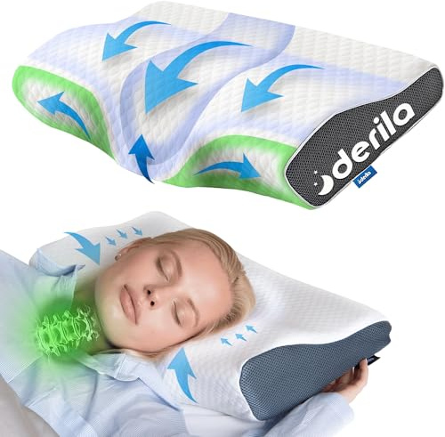 Derila Nackenkissen Kopfkissen, Memory Foam Kissen Original. Nackenstützkissen, Seitenschläferkissen für Seiten, Rücken & Bauchschläfer (King, 1er Pack)