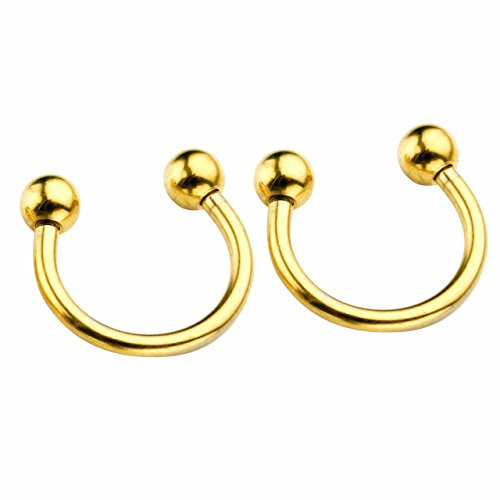 PiercingJ 1.2mm Edelstahl Ohrring Lippen Nase Brust Helix Tragus Ohr Piercing Septum Ring Hufeisen Circular Barbell Ohrpiering Gold, Innendurchmesser 8mm