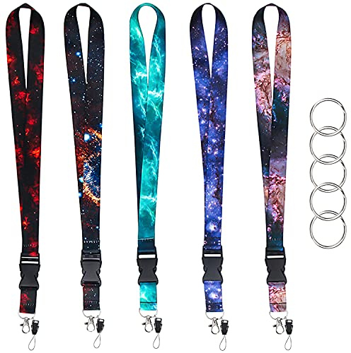 LBING Schlüsselband Lanyard Umhängeband 5 PCS | Schlüsselbänder mit Schlüsselbund für Kartenhuellen Kinder Eltern Ausweise Handy Schlüssel Autoschlüssel Kamera Gurt