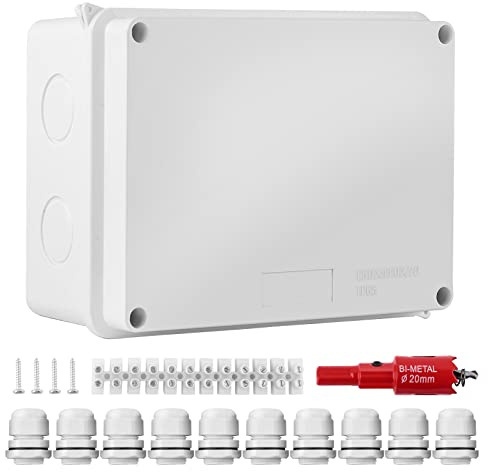 Abzweigdose wasserdicht IP65 Aufputz Verteilerdose, ZITFRI 15x11x7cm Klemmkasten Aufputz Abzweigkasten Garten Feuchtraum Verbindungsdose M20 für Ø6-12 mm Kabel Kabelabzweigkasten wasserdicht