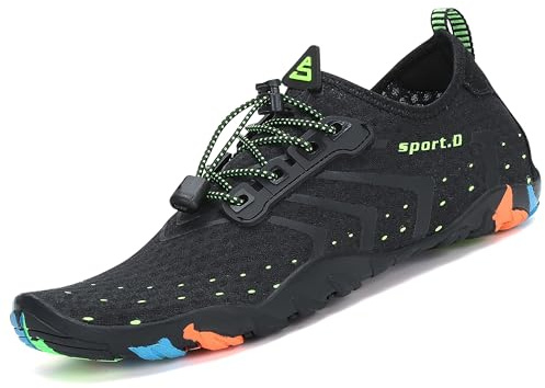 SAGUARO Badeschuhe Strandschuhe Aquaschuhe Wasserschuhe Surfschuhe Schwimmschuhe für Damen Herren Kinder,Neu-schwarz,43 EU