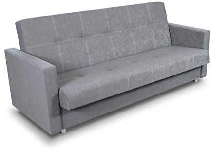 Sofnet - Bettsofa Dave mit Schlaffunktion, Bettkasten (Grau, Suedine 06) | Polstersofa mit Bettkasten, Schlafsofa, Sofa, Veloursstoff, große Schlaffläche, platzsparend, modernes Design