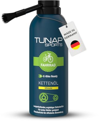 TUNAP SPORTS Kettenöl Ultimate 125 ml | Sprühdose mit Pinsel für einfache Anwendung | Langanhaltende Schmierung | Allwetter & E-Bike Ready | Weniger Reibung, höhere Performance | Made in Germany