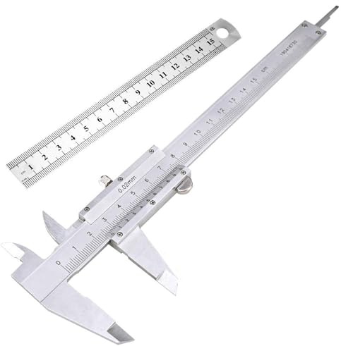 Nabance Messschieber 150MM mit Feststellschraube 0,02 mm Präzisions Schieblehre Analog Mechanisch Rostfrei Stahl Messwerkzeug Schieblehre mit 15cm Stahlmaßstab für Haushalt Industrie Messung
