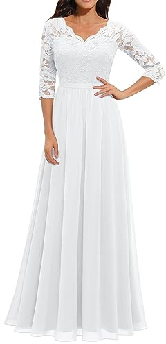 Yowablo Damenkleid mit einfarbigen Spitzeneinsätzen, Langer Taille und kurzen Ärmeln Kleid Elegant Damen Festlich