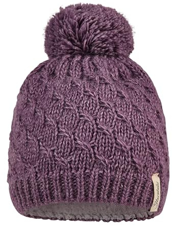 Sterntaler Bommelmütze meliert mit Baumwollfleece-Futter – warme Wintermütze für Mädchen – Mütze für Baby und Kinder, Purpur, Größe 53