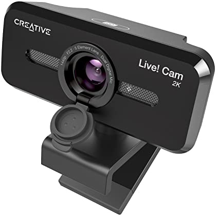 Creative Live! Cam Sync V3 2K-QHD-USB-Webcam mit 4-fachem Digitalzoom und Mikrofonen, 1080p HD, bis zu 95° Sichtfeld, Objektivabdeckung, für PC und Mac