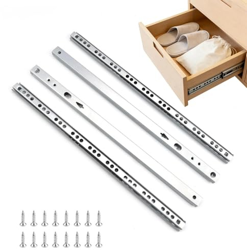 LERANXIN Schubladenschienen 310mm x 17mm, 4 Stück Teilauszug Kugelauszug, Kugelführung, Schubladenauszug Schubladenauszüge Schubladenführungen Schienen für Schubladen Schubladen Schienensystem
