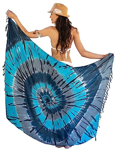 NELUHA Sarong Tuch Damen aus Indonesien – XXL Strandtuch zum Umbinden mit Saronghalter – Wickelrock, Wickeltuch, Hüfttuch und Pareo