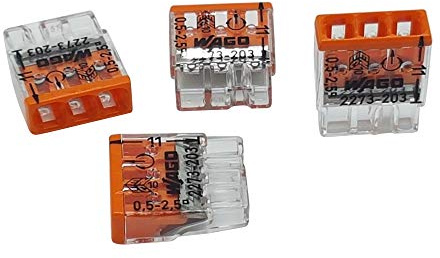 Wago 50 Stück Anschlussklemme COMPACT Ø 0,5-2,5 mm² 3-polig transparent orange 2273-203