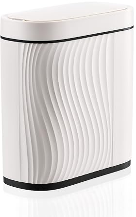 sapisecret Automatischer Mülleimer mit Sensor 8L - Elektrischer Mülleimer mit Deckel für Küche & Badezimmer - Wasserdicht/Geruchsdicht für Büro, WC Abfallbehälter Leise (Weiß)