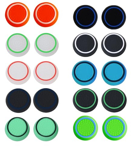 20 Stück Joystick Kappen PS5 Controller Sticks Grips(Mehrere Farben) | Silikon Thumbsticks Grips Caps,PS4 PS5 Controller Zubehör für Xbox One Series,Joystick-Schutz Aufsätze,Daumengriffkappen