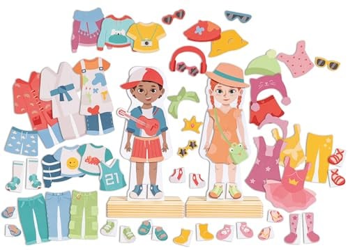 Hape Magnetisches Anzieh-Puzzle - Kinder-Puzzle mit Magneten, inklusive Holzsockel, Kreativ-Set, Lernspielzeug und Steckpuzzle für Kleinkinder, fördert Feinmotorik und Kreativität, ab 18 Monate